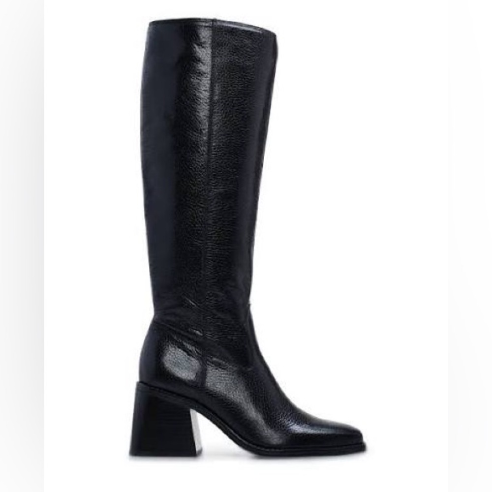 Vince Camuto Black Leather Sangeti Boots Extra Wide Calf